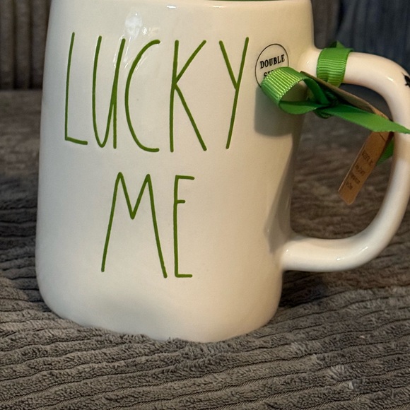 Rae Dunn White Mug with Green 'Lucky Me' Design - Picture 5 of 9